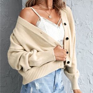Button front cropped cardigan